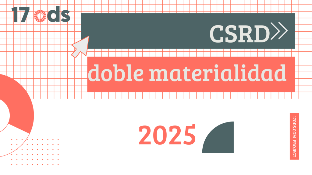 Infografía sobre la doble materialidad en el marco de la normativa CSRD para el año 2025, destacando los puntos clave para el cumplimiento empresarial.